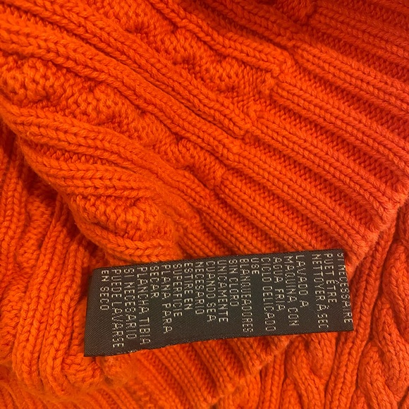 Ralph Lauren Lauren Vibrant Orange Cable Knit Sweater - Picture 8 of 9